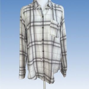 Hollister Gray Plaid Boyfriend Fit Shirt Size Small